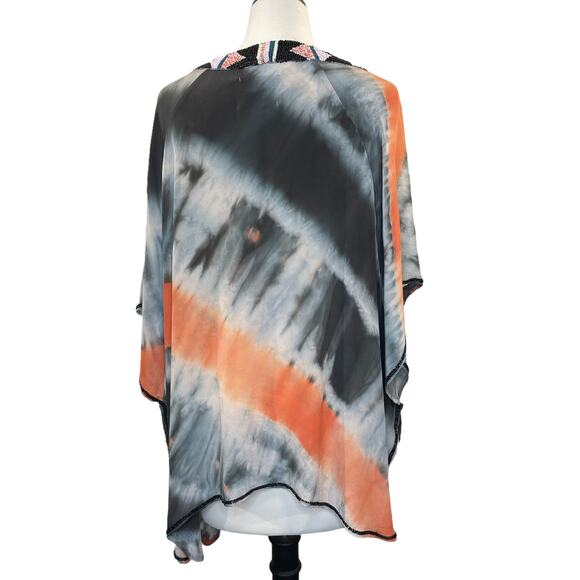 Chelsea Flower XS Tunic 100% Silk Beaded Oversized Top Resort Boho Quiet Luxury - Picture 6 of 13